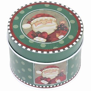 Caixa de Natal em Metal Redonda 7x5cm - Ref. 3195 - Estampas Diversas