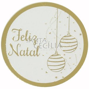 Etiqueta Adesiva 4,5cm Feliz Natal Bolas 50 unid Ref 2191