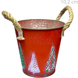 Balde Decorado de Natal - Vermelho Ref. 2507