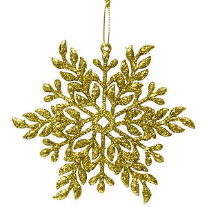 Enfeite de Natal Floco de Neve Dourado 3unid. - Ref. HR24-74