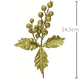 Pick Decorativo de Natal Com Glitter Dourado - Ref. 0448