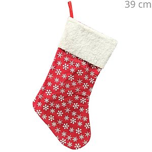Bota de Natal 39cm - Ref. 22480 - Vermelha com Flocos