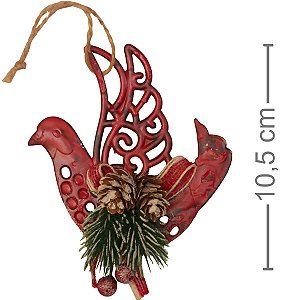 Enfeite de Natal - Pomba Vermelha com Pinha NTA15105