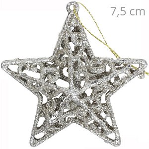 Enfeite de Natal - Estrela Ouro Velho com Glitter NTA15080 - 4 unid.
