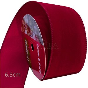 Fita de Veludo Aramada Vermelha - Ref.25-6134-1