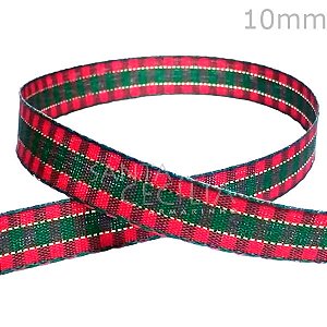 Fita de Natal Sinimbu Xadrez - 10mm Cor 1 Ref. 1958/10 - Verde e Vermelha
