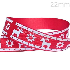 Fita de Natal Sinimbu Gorgurão - 22mm Cor 1 Ref. 1928/22 - Renas