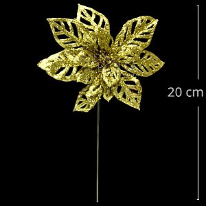 Poinsétia Decorativa Glitter Dourado Ref. 6370