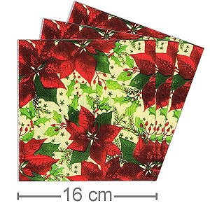 Guardanapo de Papel Decorado Natalino - Flor Vermelha 20 unid.