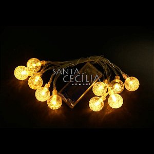 Cordão LED Bolas Luminárias 1,5m Ref. DEL50129 - Branco Quente