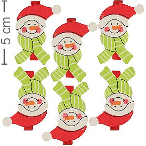 Pregador Mini Natal Ref.1505-91 Cabeça Boneco de Neve - 6 unidades