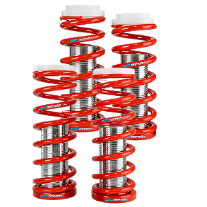 KIT TUBO MOLA E PRATO SLIM- (DIANTEIRO E TRASEIRO)- ANODIZADA VERMELHA