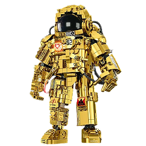 Blocos de Montar Astronauta Spaceman Gold