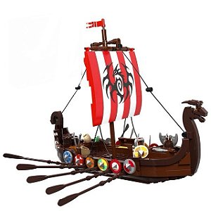 Conjunto Navio Vikings - Blocos de Montar