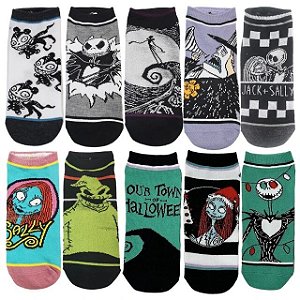 Kit 10 Pares de Meias Cano Baixo The Nightmare Before Christmas - Moda Geek