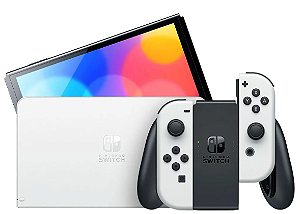 Nintendo Switch OLED 64GB 2 Controles Joy-Con Branco e Preto com Super Mario Bros.
