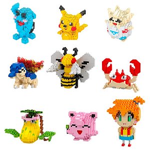 Pack com 9 Pokémon Ver. 4 - Mini Blocos de Montar