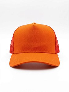 Boné Trucker Laranja Liso Redinha Aba Curva (unidade)