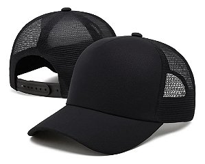 Boné Trucker Liso Redinha Aba Curva Kit 2 Peças Preto e Azul Marinho