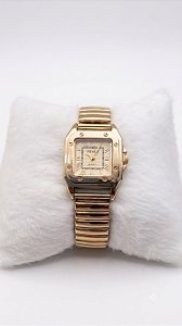 Relógio Feminino Feveli Luxo Quadrado Dourado