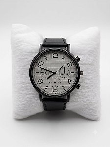 Relógio Masculino Pulseira Em Couro Maquina Preta Do Fundo Branco