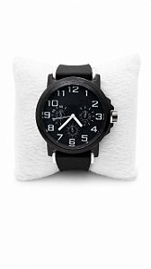 Relógio Analógico Masculino Pulseira De Borracha Fundo Branco