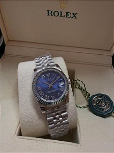 Rolex Datejust Prata/Azul