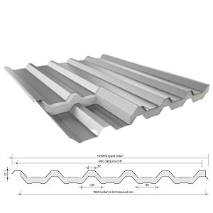 Telha Metálica Sanduíche em EPS 30mm TR40 Galvalume