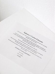 Convite de padrinhos | Papel vegetal | Papel offset - ARTE PERSONALISÁVEL