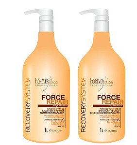 kit force repair shampoo e condicionador 2x1 litro forever liss
