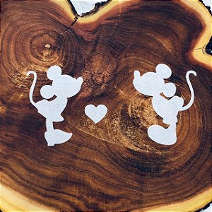 Aplique de papel arroz -Mickey e Minnie Mouse