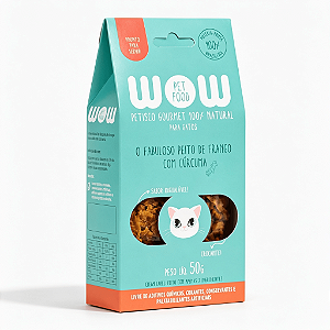 PETISCO DESIDRATADO NATURAL PREMIUM WOW - Sabor Frango Com Cúrcuma Para Gato