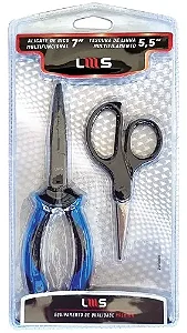 Kit Alicate Lumis Multifuncional 17,8cm + Tesoura 14cm - Aço