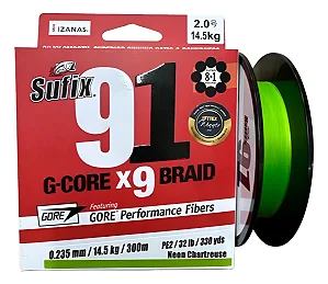 Linha Sufix 91 G-core X9 Braid 150m Neon Chartreuse