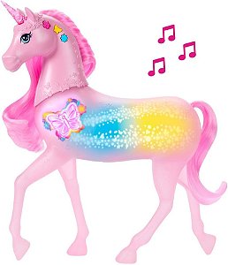Barbie Fantasia Conjunto de Brinquedo Unicórnio com Luz e Som Mattel JCP78
