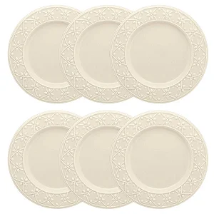 Jogo de 6 Pratos Rasos 26 Cm Mendi Marfim