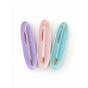 Caneta em Estojo Oval de Plástico