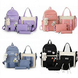 Kit Mochila Escolar Completo com Bolsa