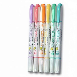 Marca Texto Apagável – 6 Cores – Ponta Dupla – Caneta Marca Texto que Apaga