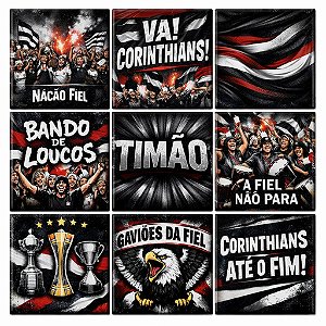 AZULEJOS DECORATIVOS CORINTHIANS KIT 9 PEÇAS 15X15