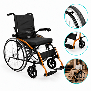 Cadeira de Rodas Manual Dobrável D600 Pop T44 Suporta Até 120 kg - Dellamed