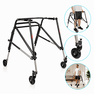 Andador Posterior Para Locomoção e Reabilitação Com 4 Rodas Tamanho G Preto - Mercur