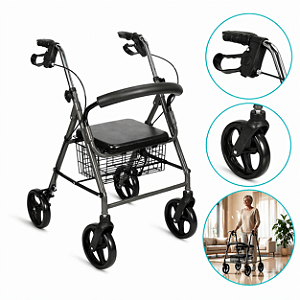 Andador 4 Rodas Para até 135Kg - Hidrolight