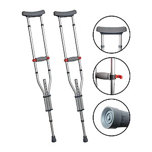 Par De Muleta Axilar 3 Em 1 Altura Ajustável - Hidrolight