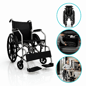 Cadeira De Rodas Manual Até 110kg Com Encosto Rebatível D100 Pop – Dellamed