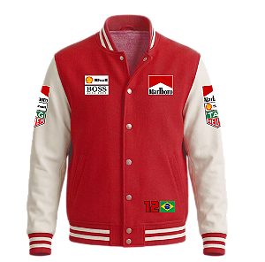 Moletom Varsity Marlboro 12 Off White/Vermelho (unissex)