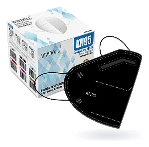 50 Máscara KN95 Preta PFF2 Proteção 5 Camadas Wwdoll
