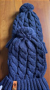 Touca de lã azul marinho