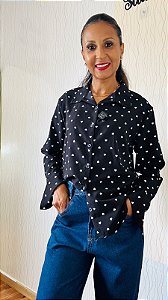 camisa social preta com corações preto