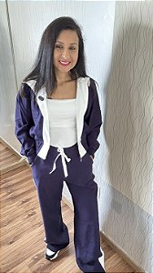 Conjunto de Abrigo Feminino Azul-Marinho tamanho G